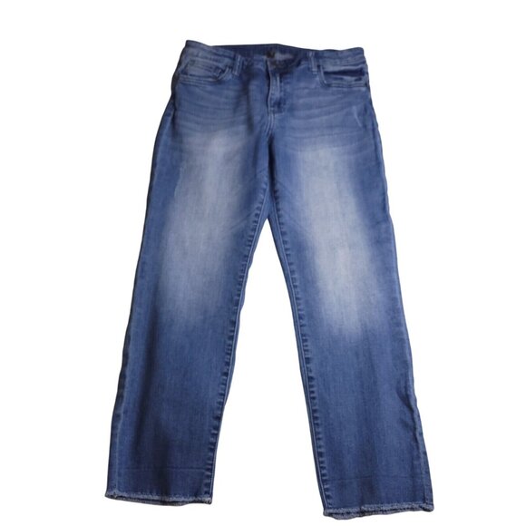 Kut From The Kloth Womens Straight Leg Crop Jeans 10 Mid-Rise Frayed Hem Stretch - Picture 4 of 9